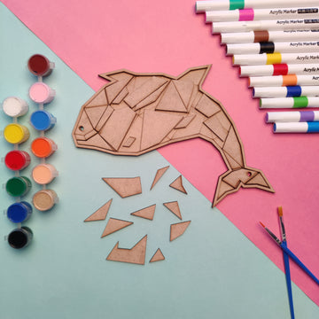 Whale Geometric MDF Puzzle