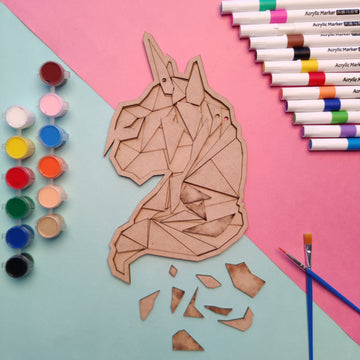 Geometric Unicorn MDF Puzzle