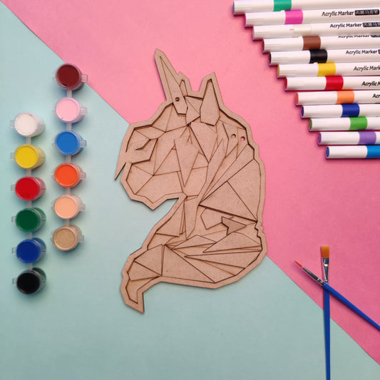 Geometric Unicorn MDF Puzzle