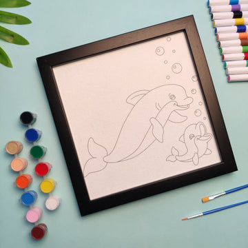 Dolphins Pre-Drawn DIY Canvas