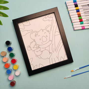 Koala with Kid Pre-Drawn DIY Canvas