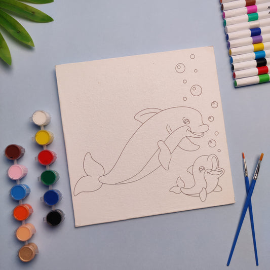 Dolphins Pre-Drawn DIY Canvas